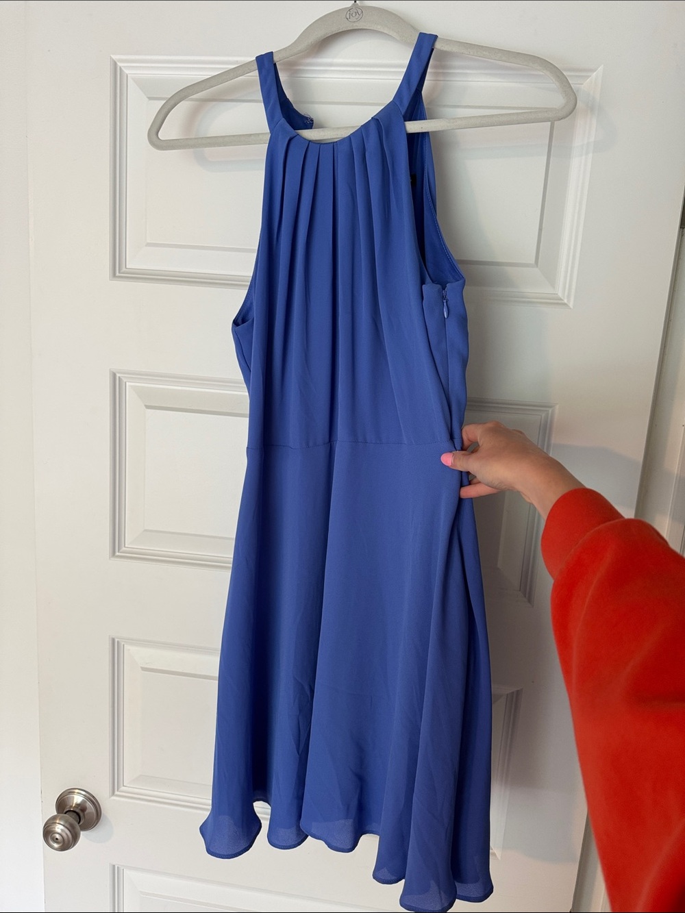 Express Blue Pleated Halter Mini Dress